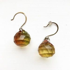 Vintage yellow green beaded drop earrings